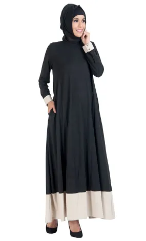 Colorblock Hem Flared Everyday Wear Abaya Dress - Final Sale