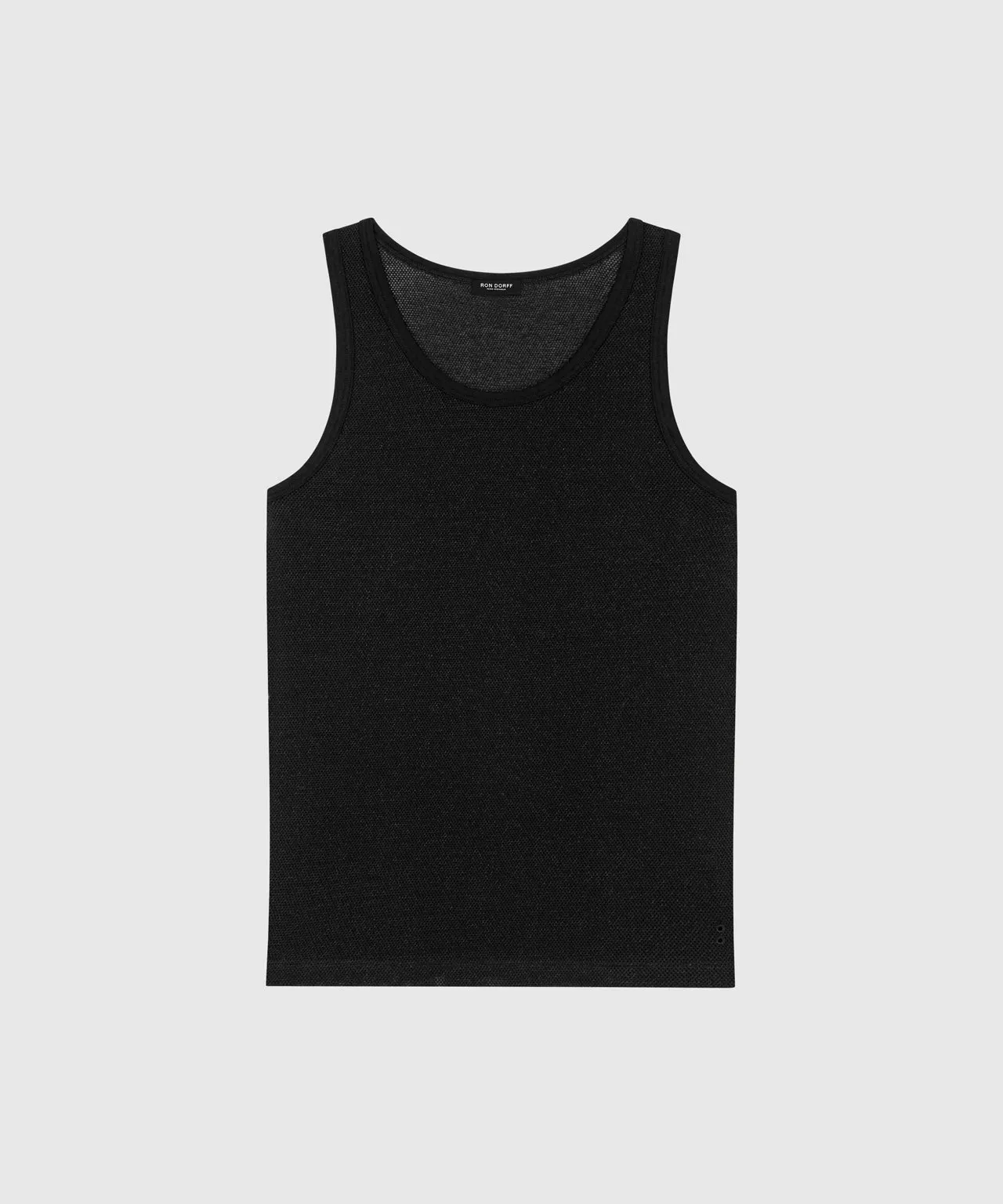 Cotton Mesh Tank Top: Black