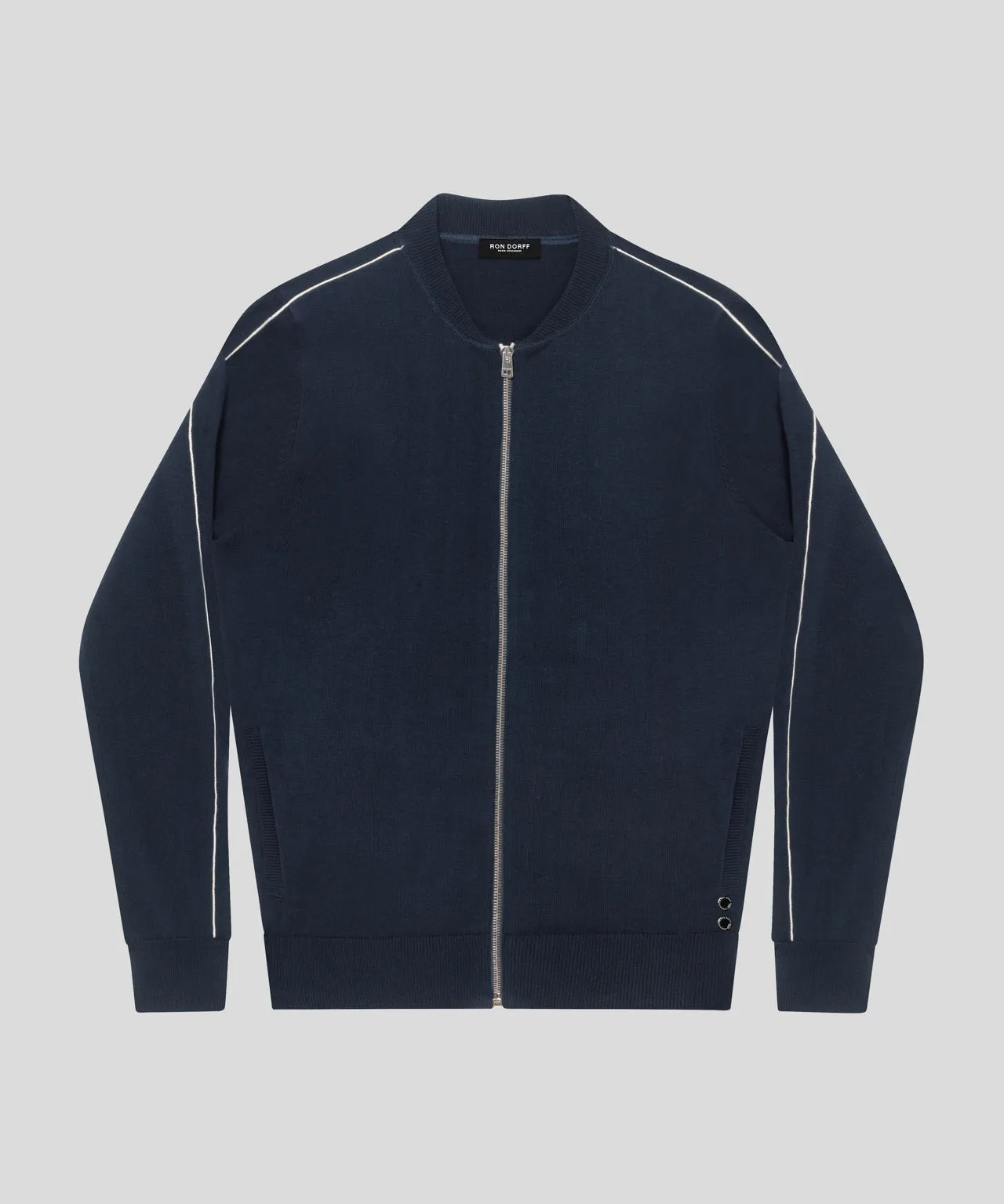 Cotton Silk Tennis Jacket: Navy