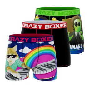 CRAZYBOXER Meme Human Cat Piano Men's Boxer Briefs (3 pack)