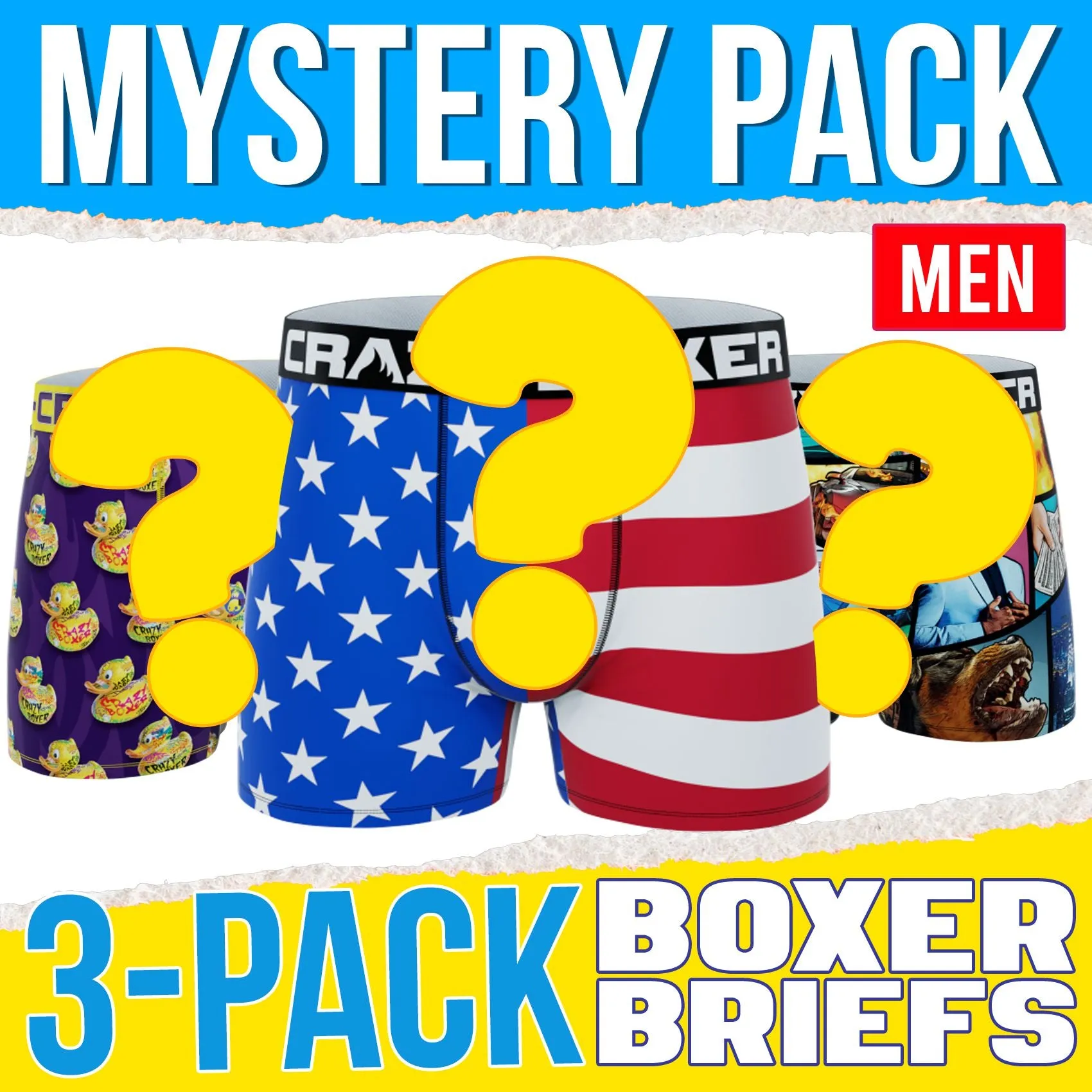 CRAZYBOXER Mystery Pack 3 Men's Boxer Briefs