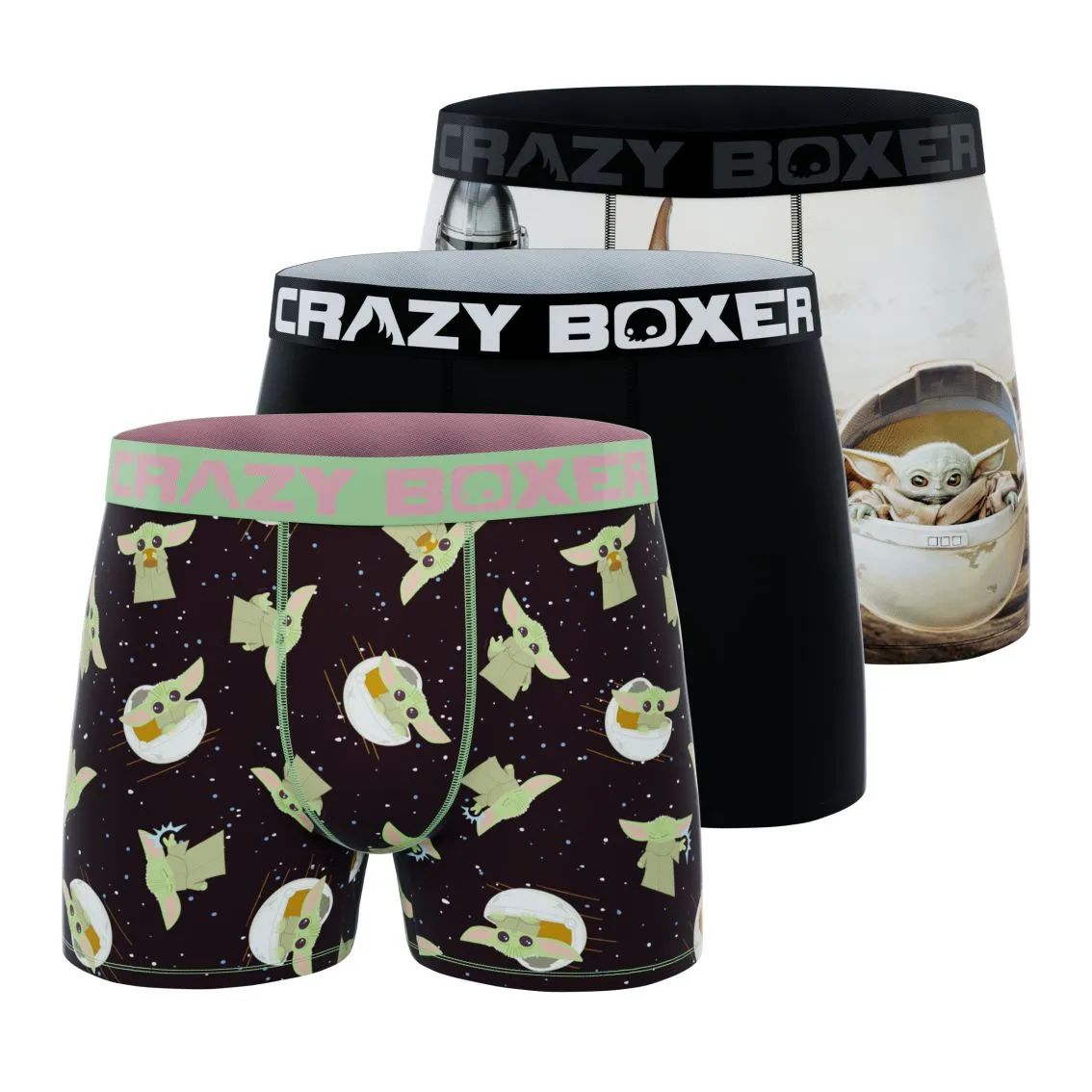 CRAZYBOXER The Mandalorian Baby Yoda Desert Men's Boxer Briefs (3 pack)