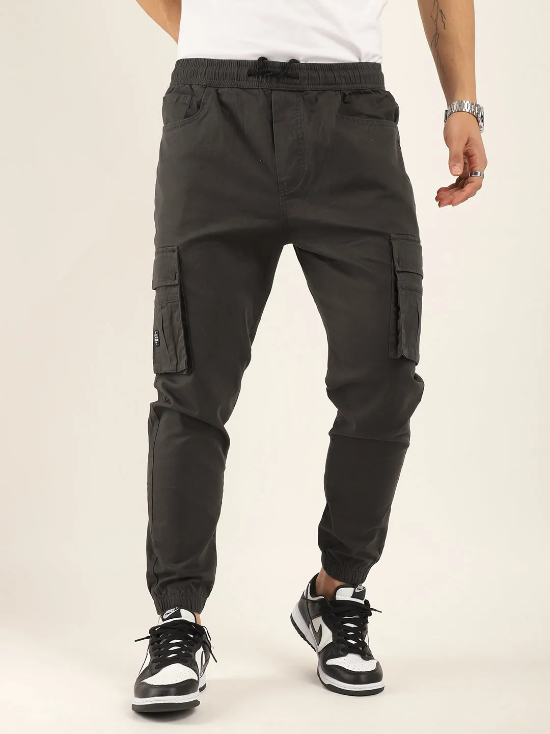 Dark Grey Cotton Twill Cargo