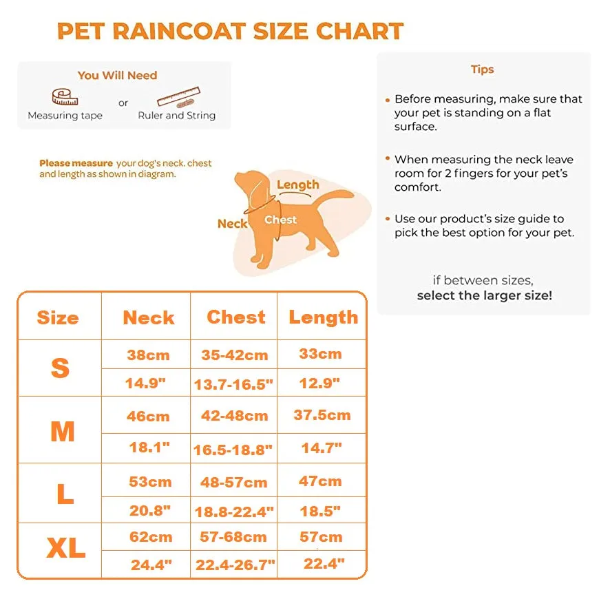 Dog Raincoat with Hood and Leash Hole Waterproof