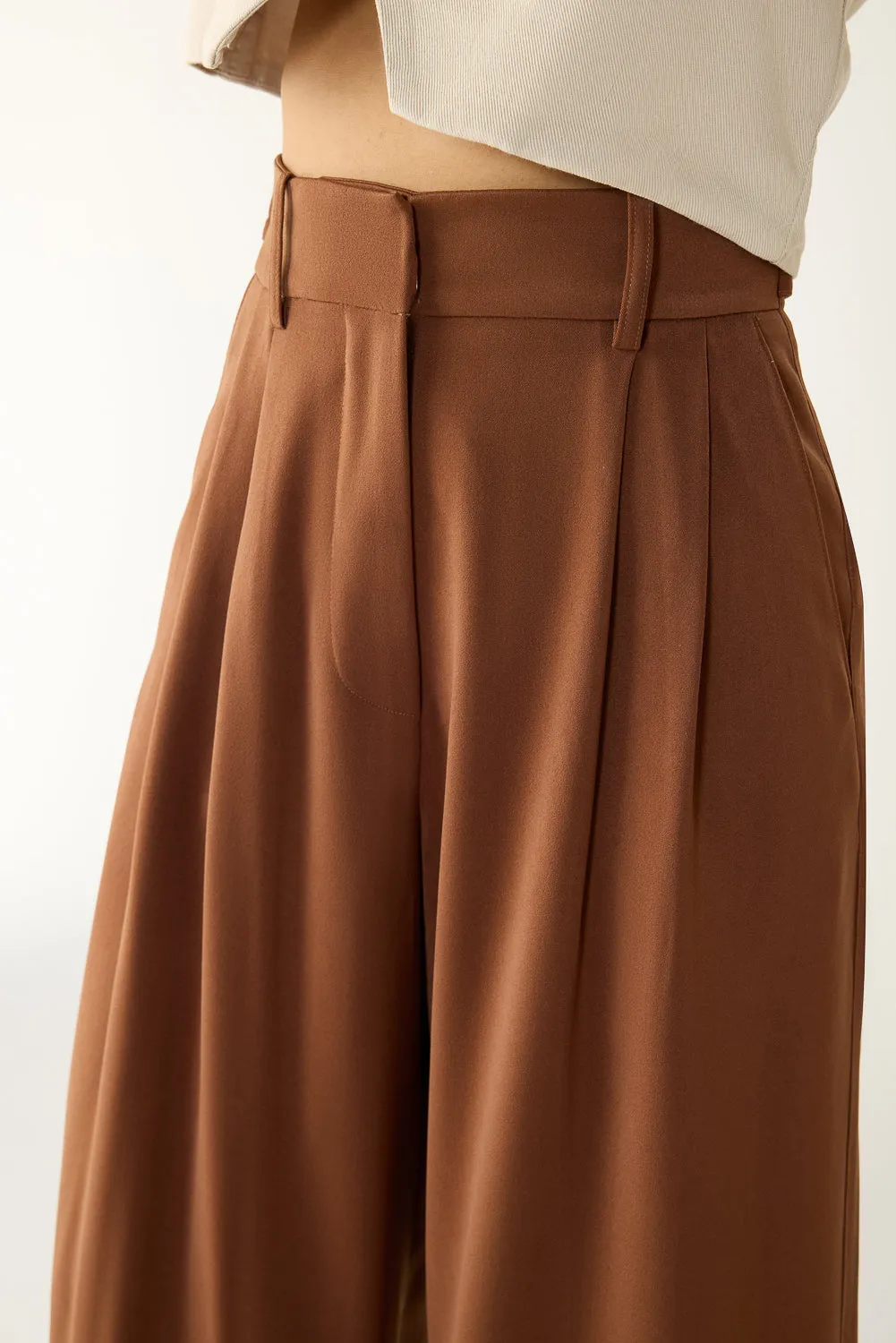 Downtown Brown Adjustable Korean Pants