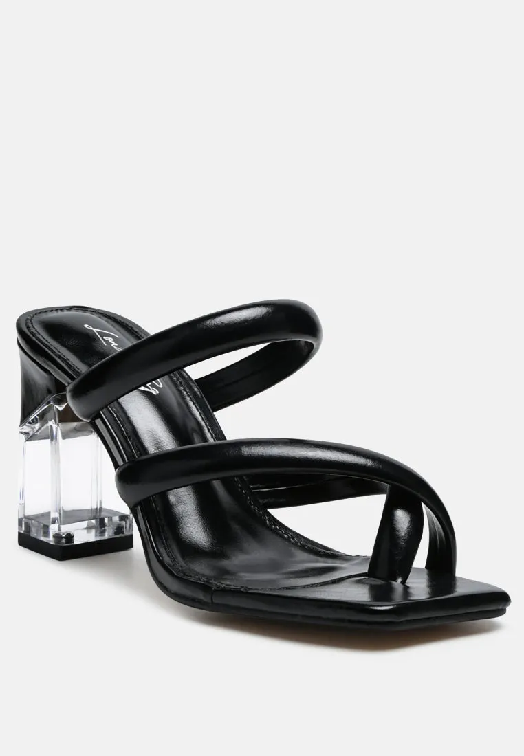 Erised Clear Block Heel Cross Strap Sandals By Ruw