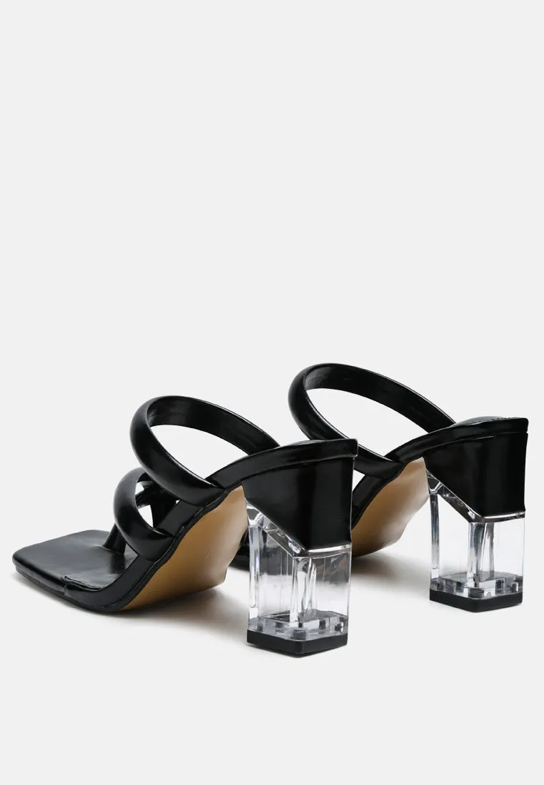 Erised Clear Block Heel Cross Strap Sandals By Ruw