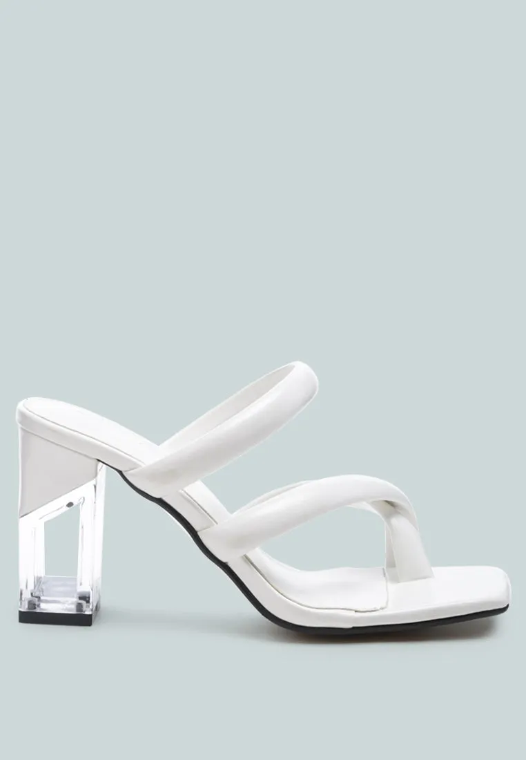 Erised Clear Block Heel Cross Strap Sandals By Ruw