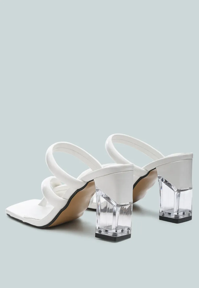 Erised Clear Block Heel Cross Strap Sandals By Ruw