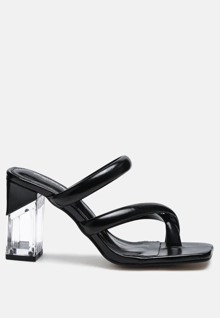 Erised Clear Block Heel Cross Strap Sandals By Ruw