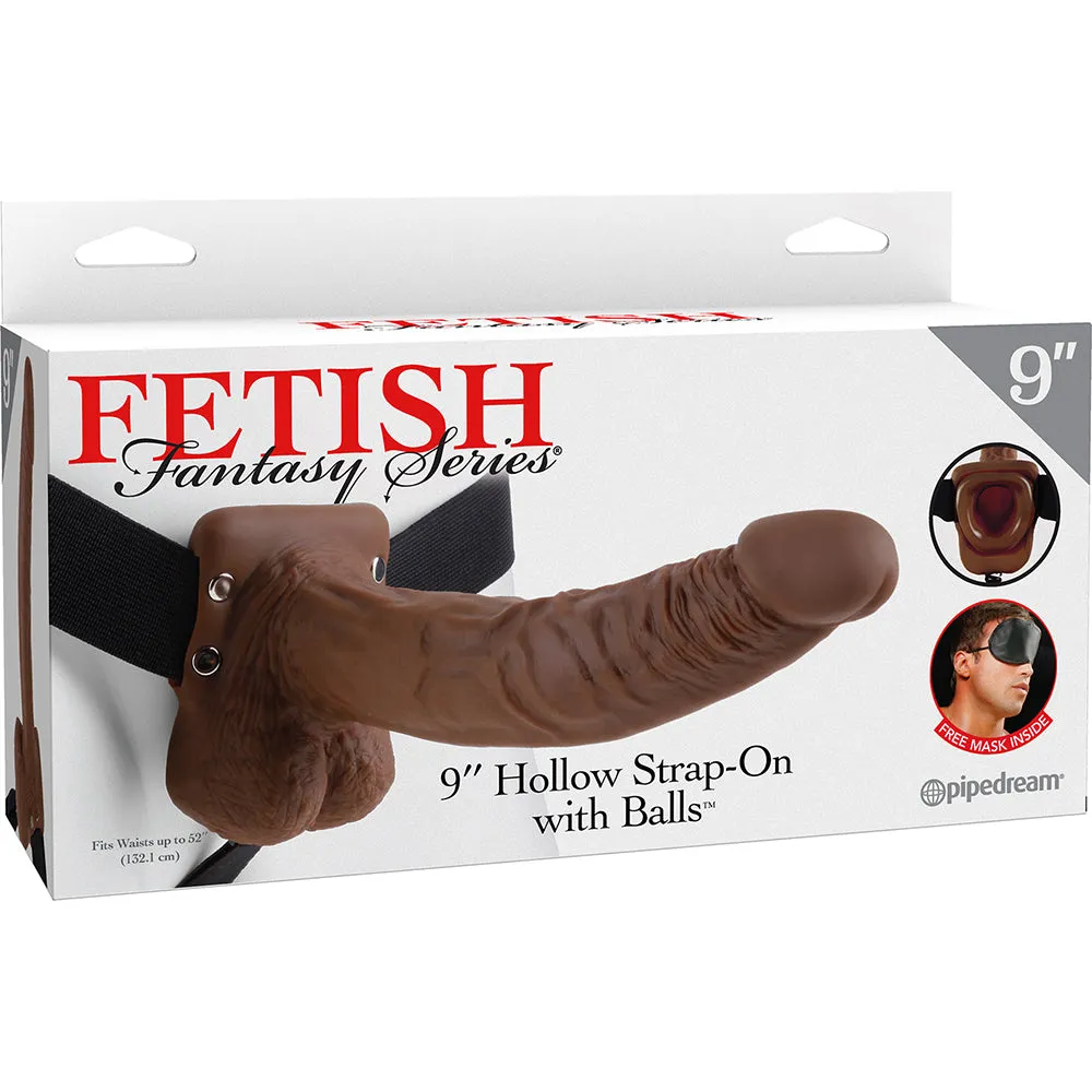 Fetish Fantasy Brown 9 Inch Hollow Strap-On with Balls