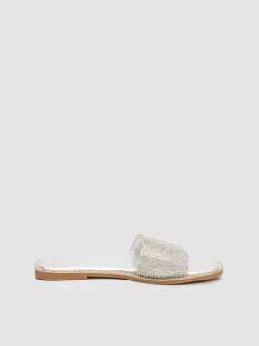 Flat Slide With Jewel Embellishment