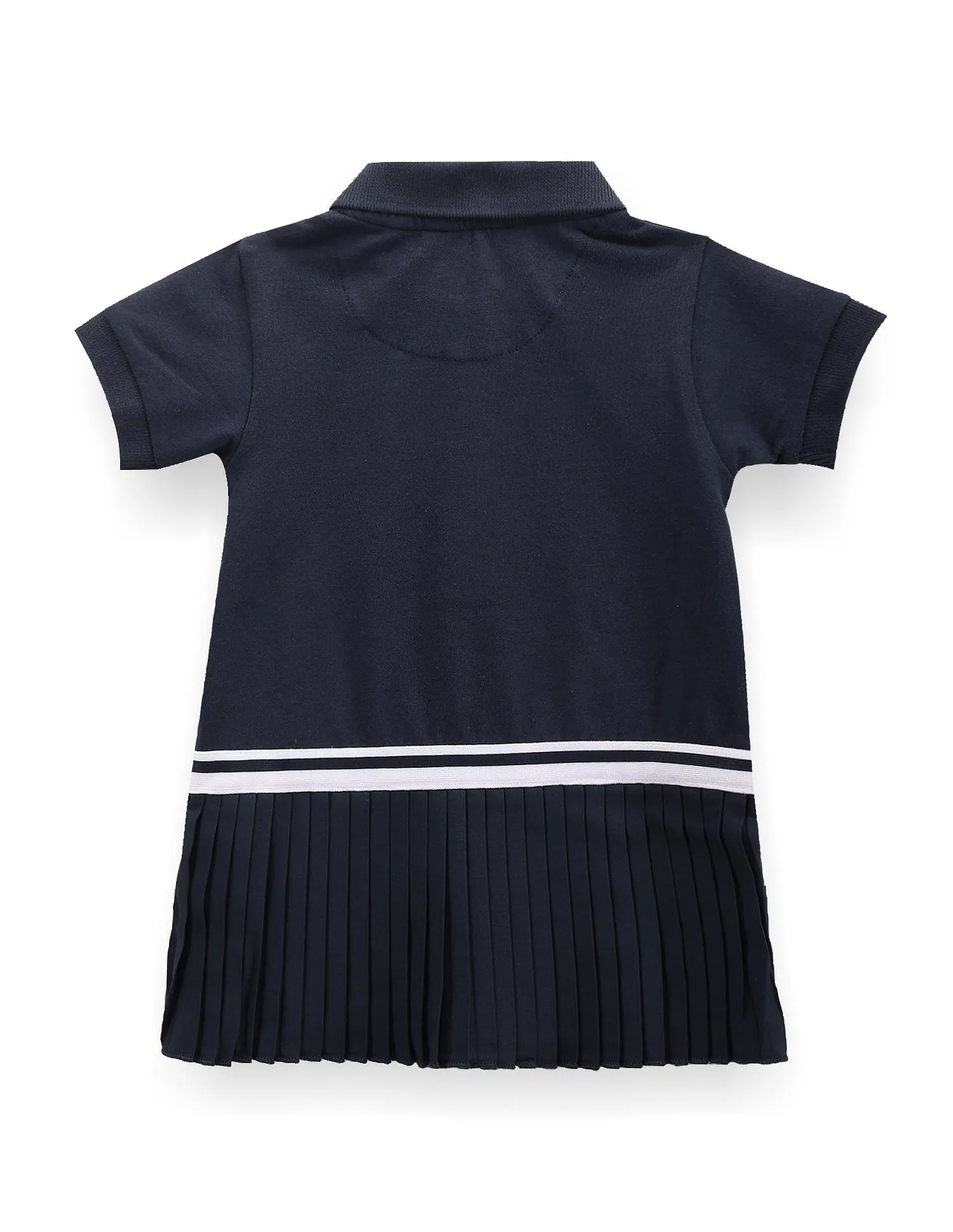 Girls Flared Hem Solid Polo Dress