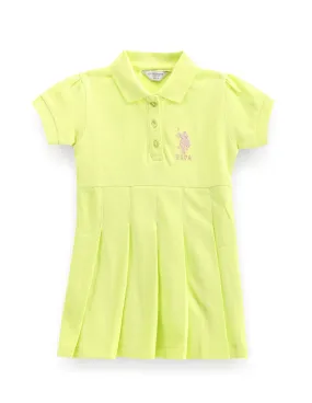 Girls Solid Cotton Polo Dress