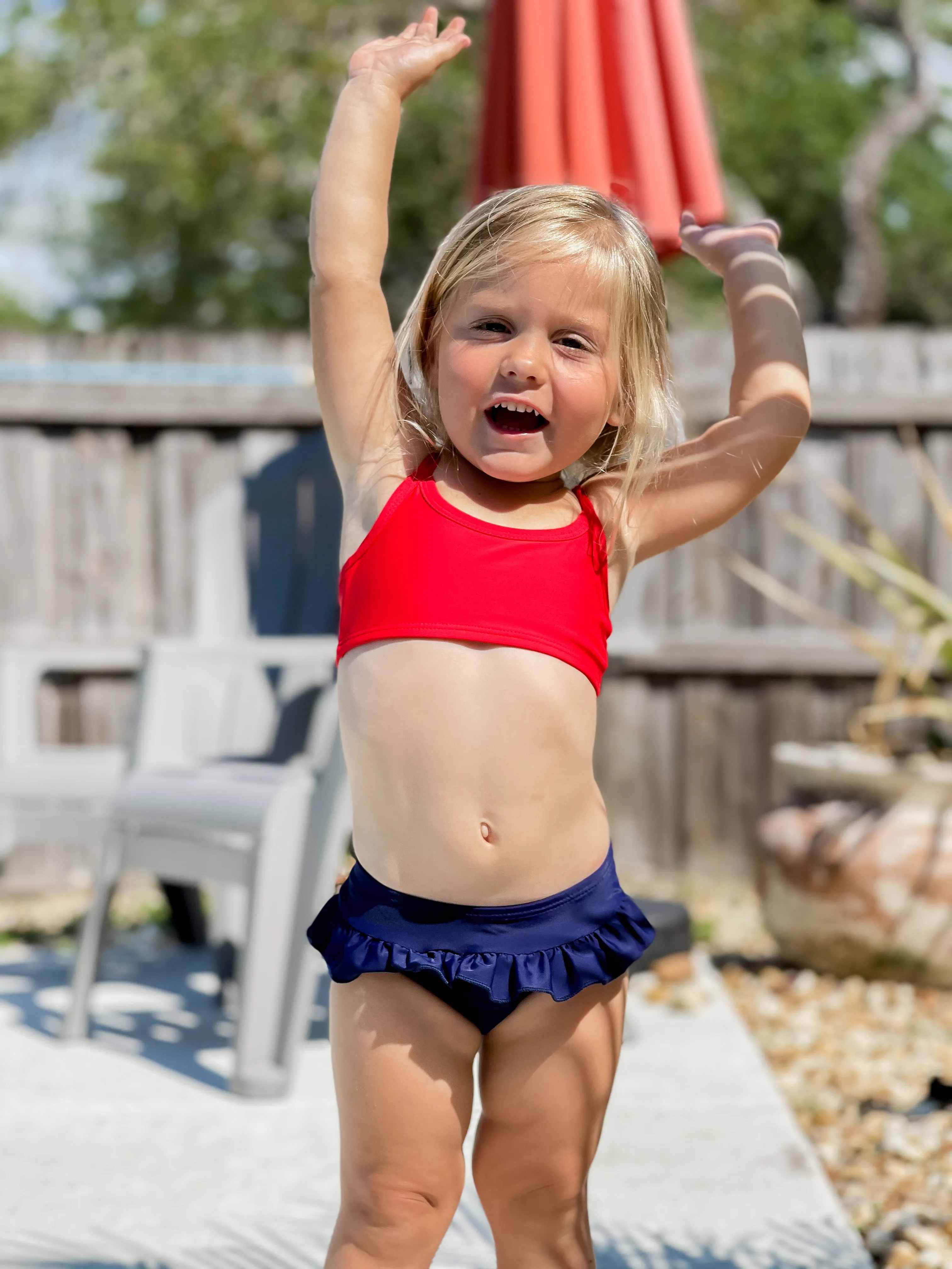 Girls UPF 50  Ruffle Swim Briefs | Hot Pink