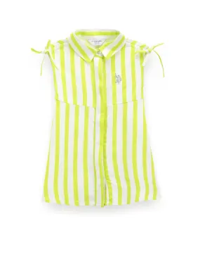 Girls Vertical Stripe Sleeveless Dress