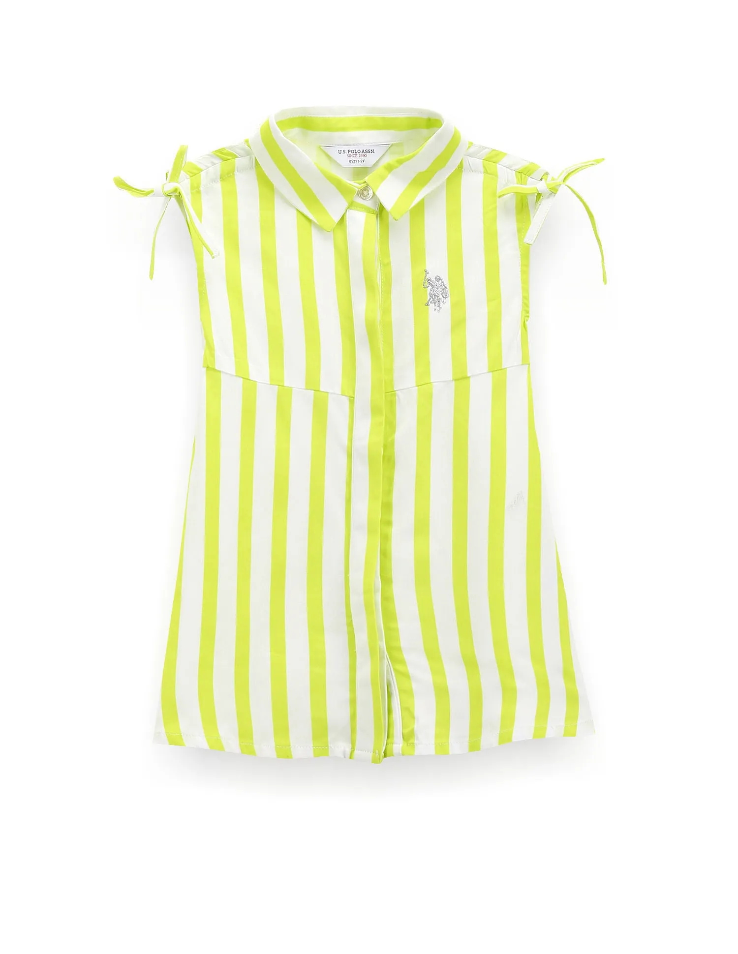 Girls Vertical Stripe Sleeveless Dress