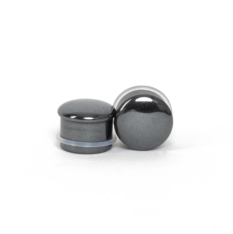 Hematite Single Flared Stone Plugs