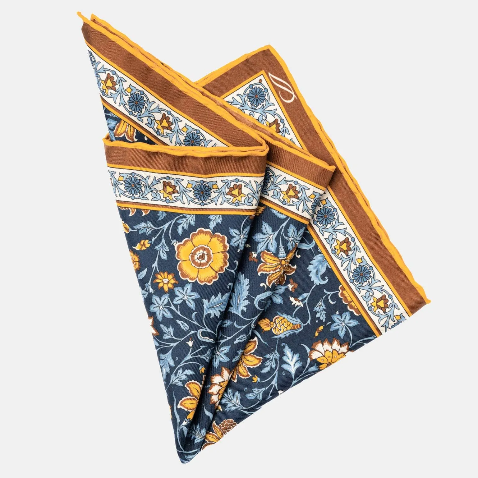 Ibiza - Silk Pocket Square - Navy & Mustard