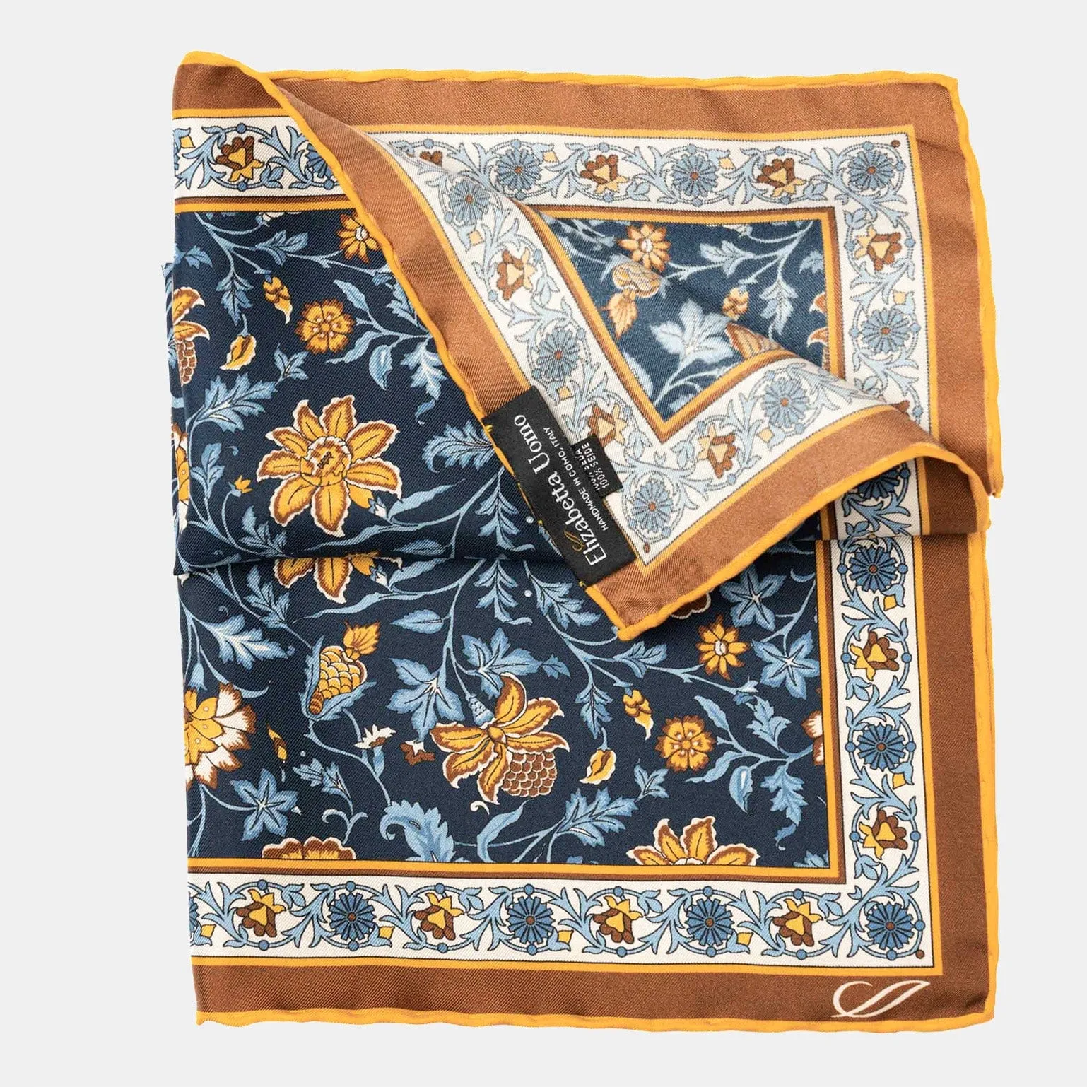 Ibiza - Silk Pocket Square - Navy & Mustard