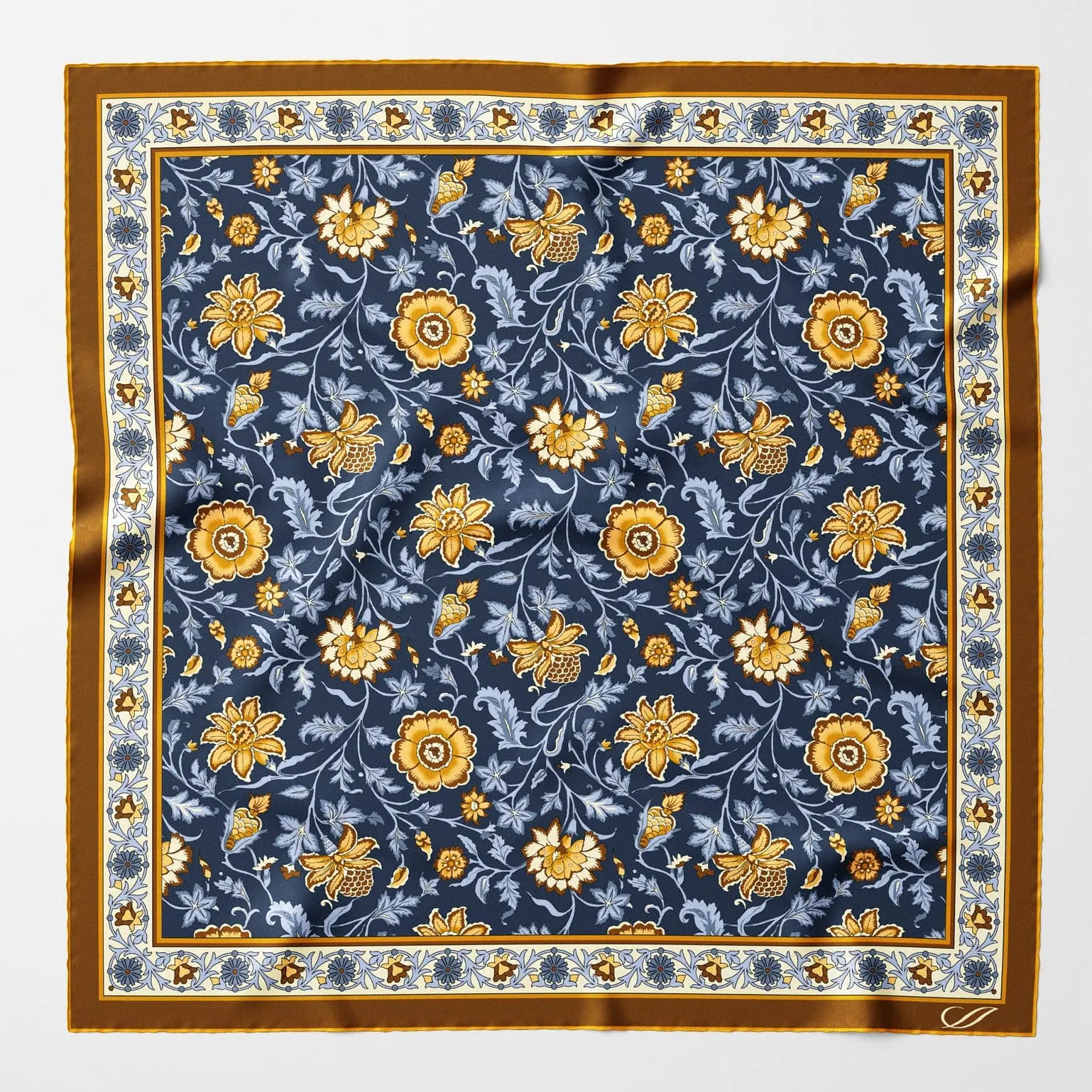 Ibiza - Silk Pocket Square - Navy & Mustard