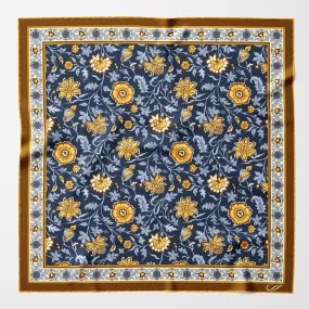 Ibiza - Silk Pocket Square - Navy & Mustard