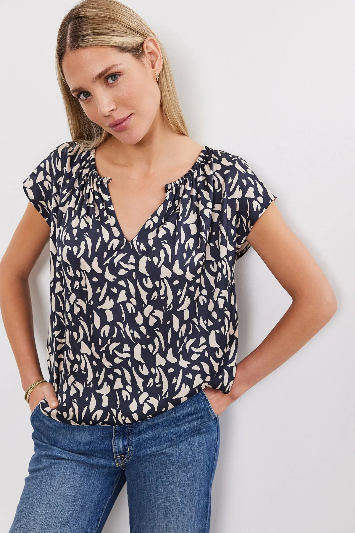 JEM PRINTED SATIN TOP