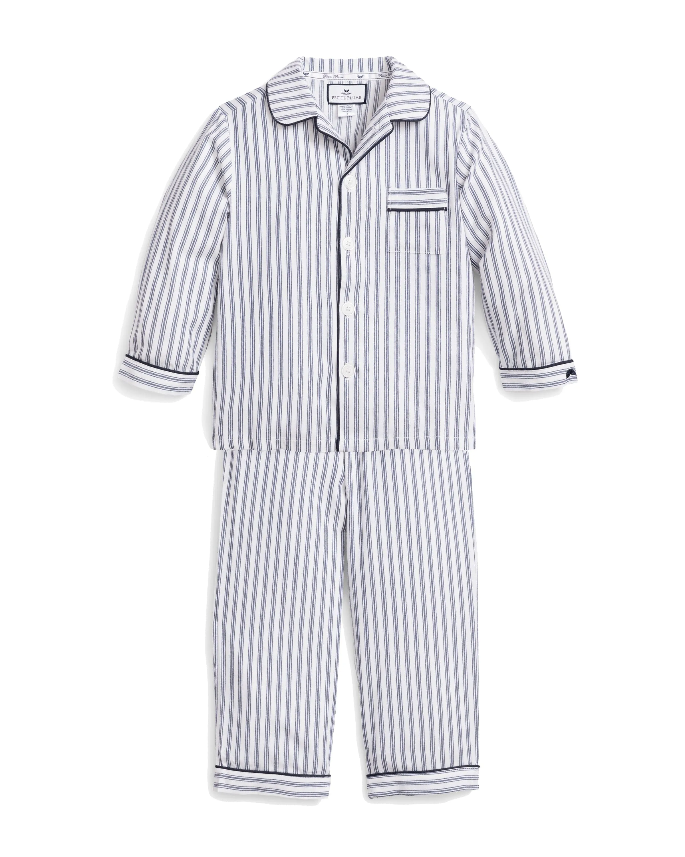 Kid's Twill Pajama Set | Navy French Ticking