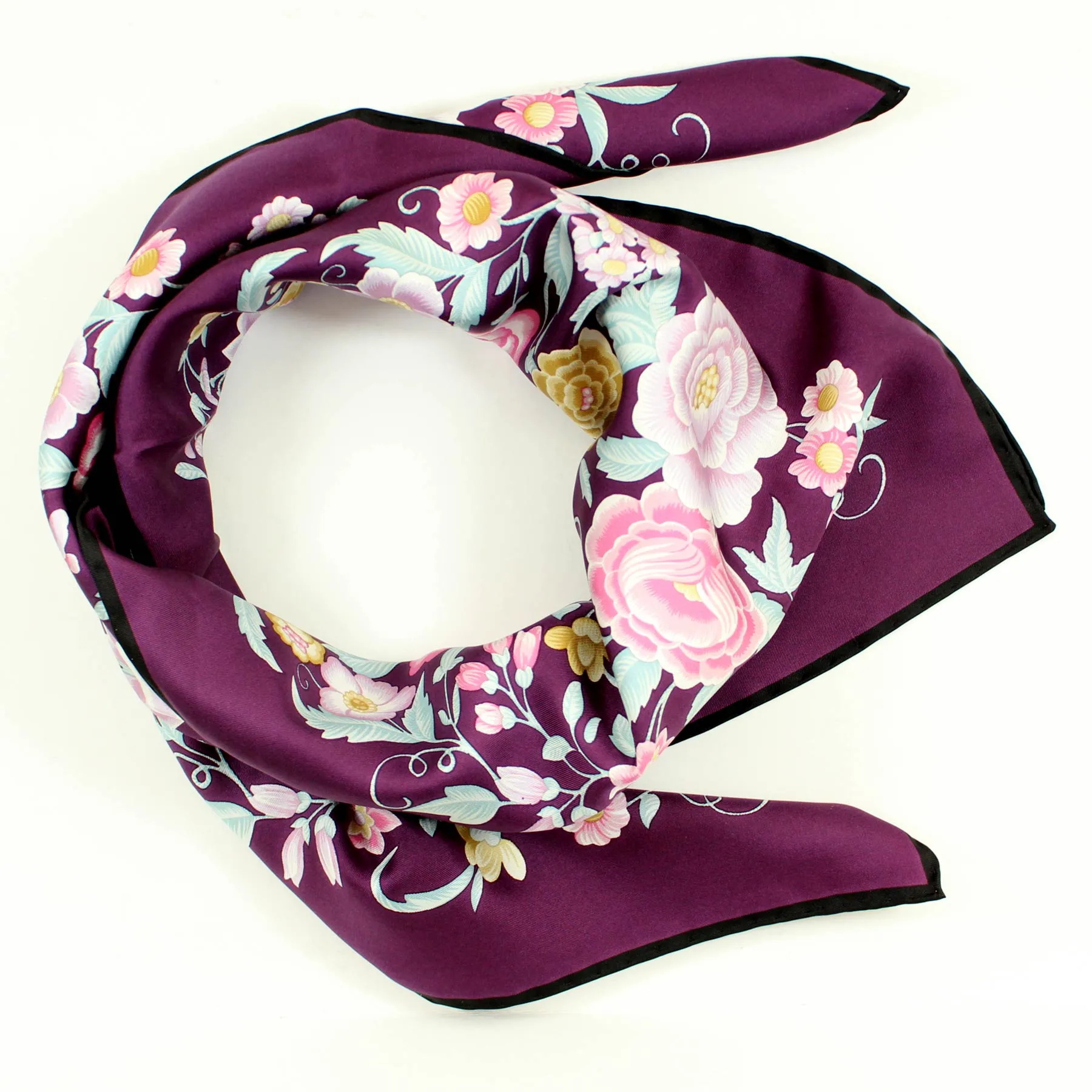 Loewe Scarf Purple Pink Floral - Twill Silk Square Foulard SALE