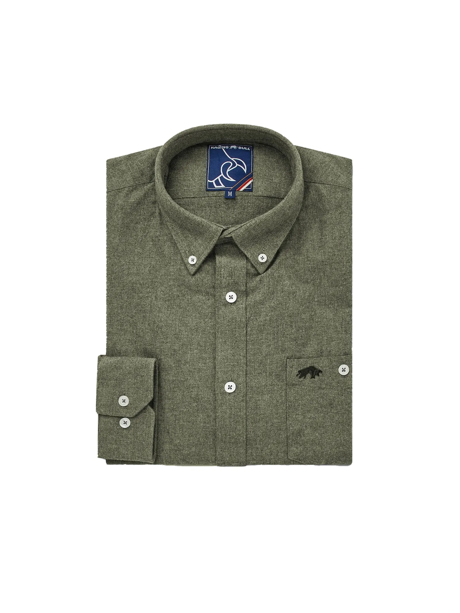 Long Sleeve Brushed Twill  Shirt - Khaki