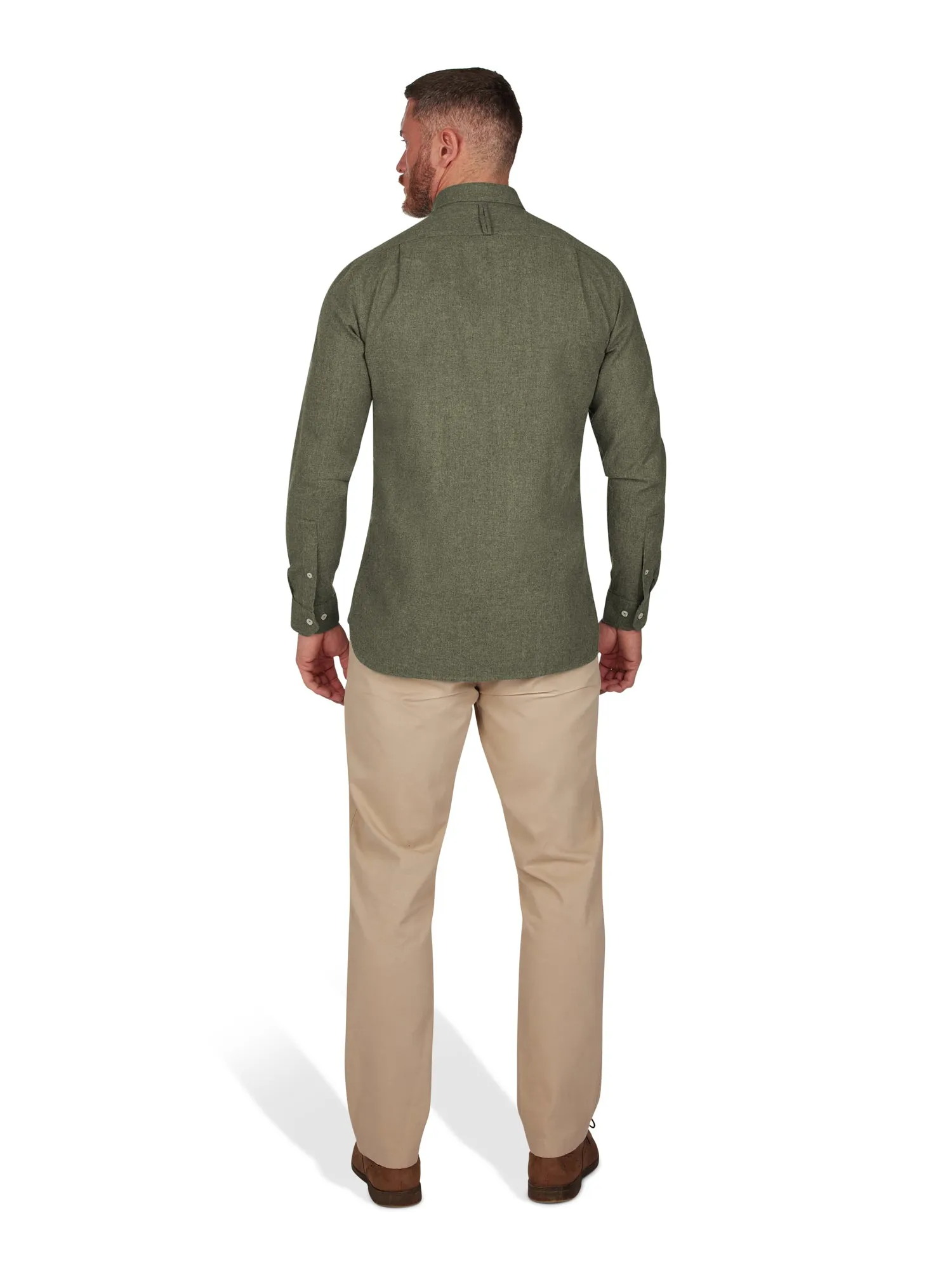 Long Sleeve Brushed Twill  Shirt - Khaki