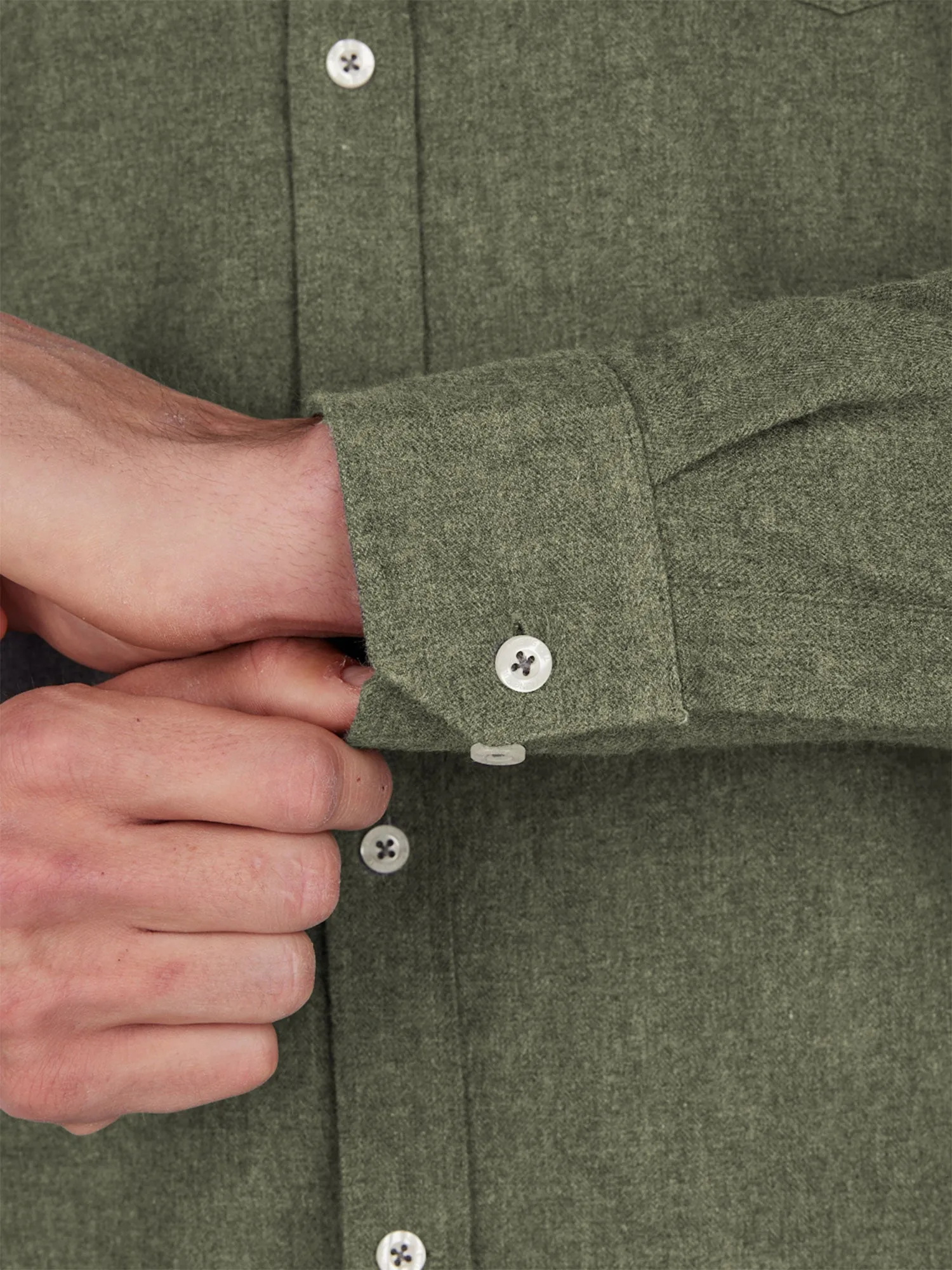 Long Sleeve Brushed Twill  Shirt - Khaki