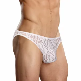 Mens Stretch Lace Bikini Briefs White