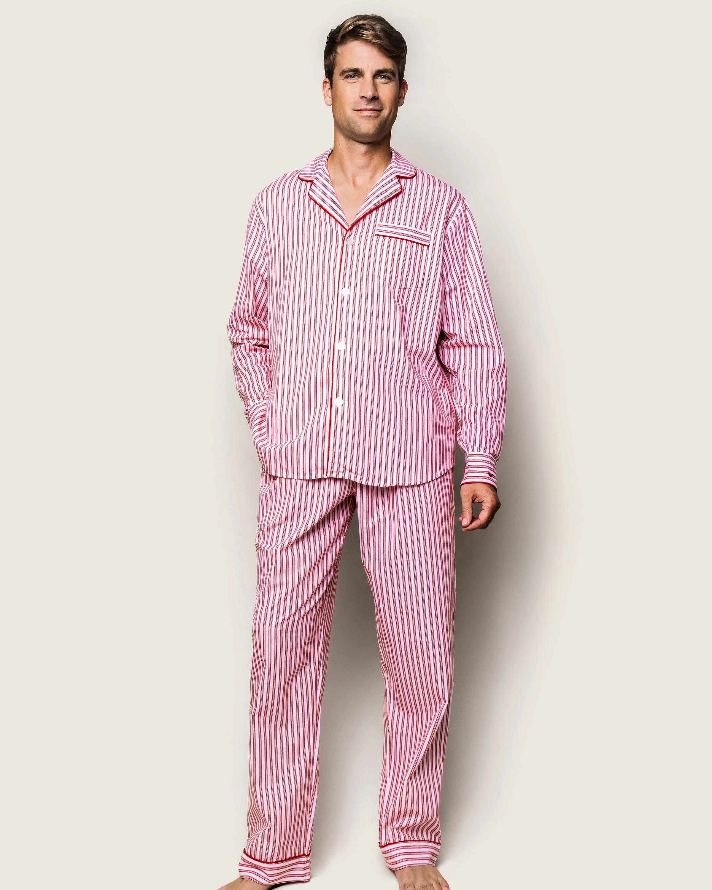 Men's Twill Pajama Set | Antique Red Ticking