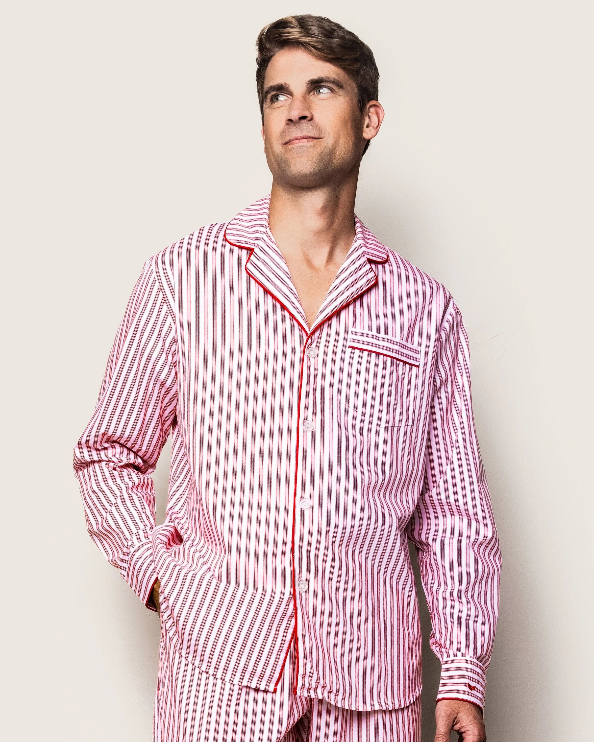 Men's Twill Pajama Set | Antique Red Ticking