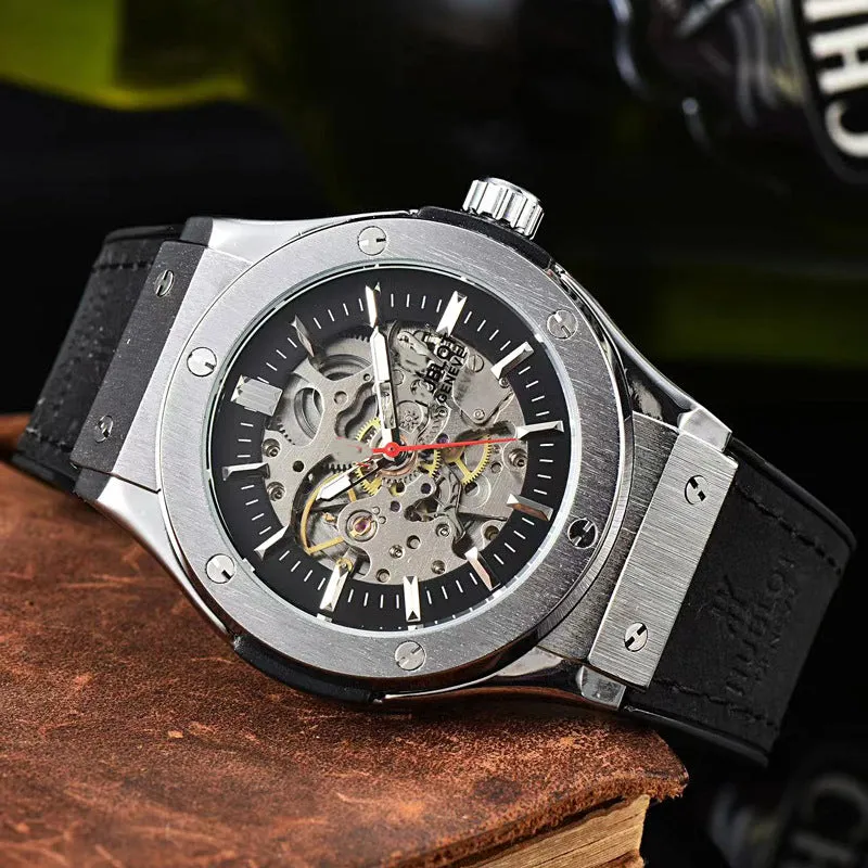 Men's Watches, Silicone Strap Business Fashion Hollow Out Mechanical Watch | HBJX