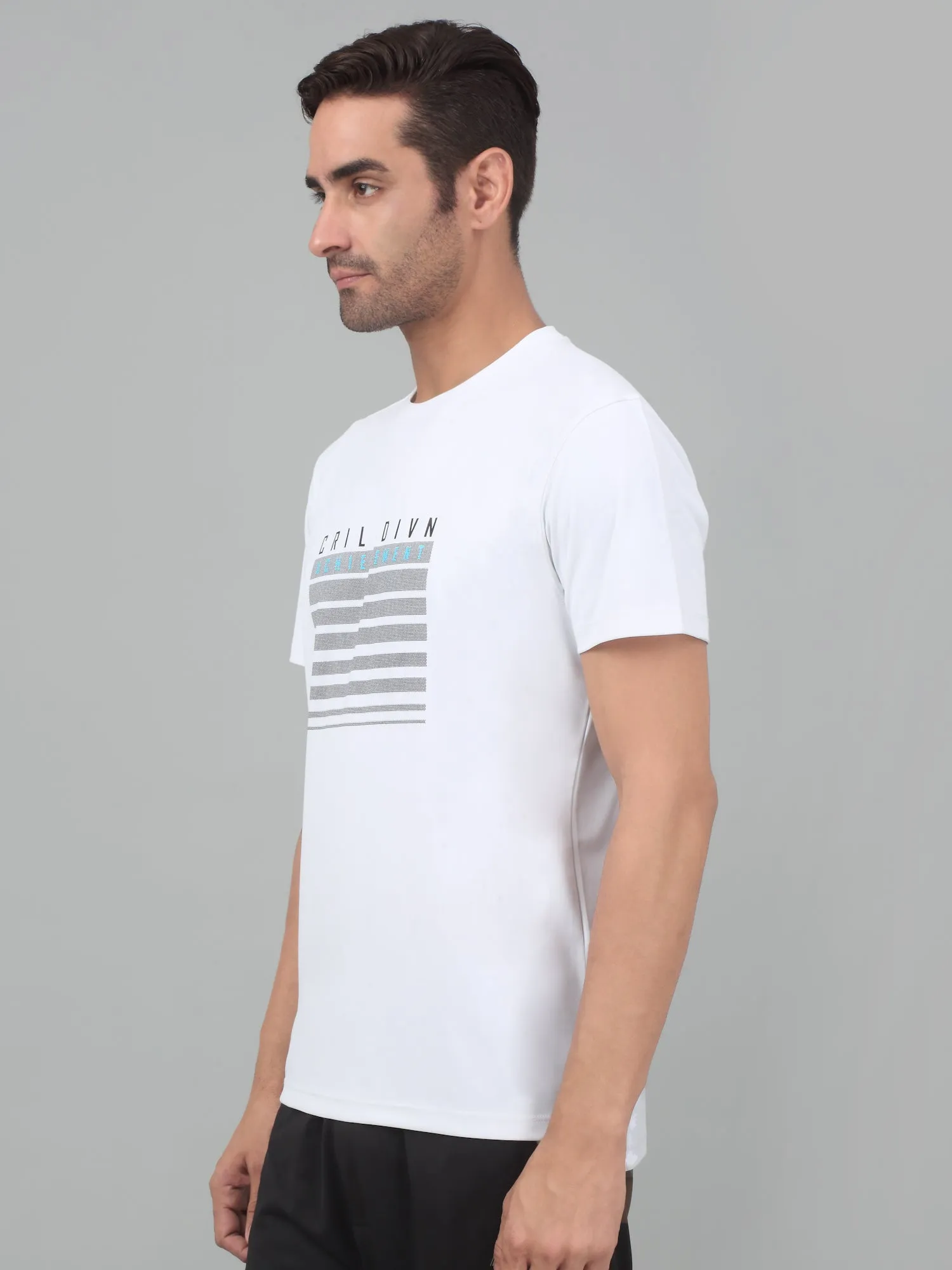 Men's White  Round neck Half Sleeve T-Shirt with Graphic Print