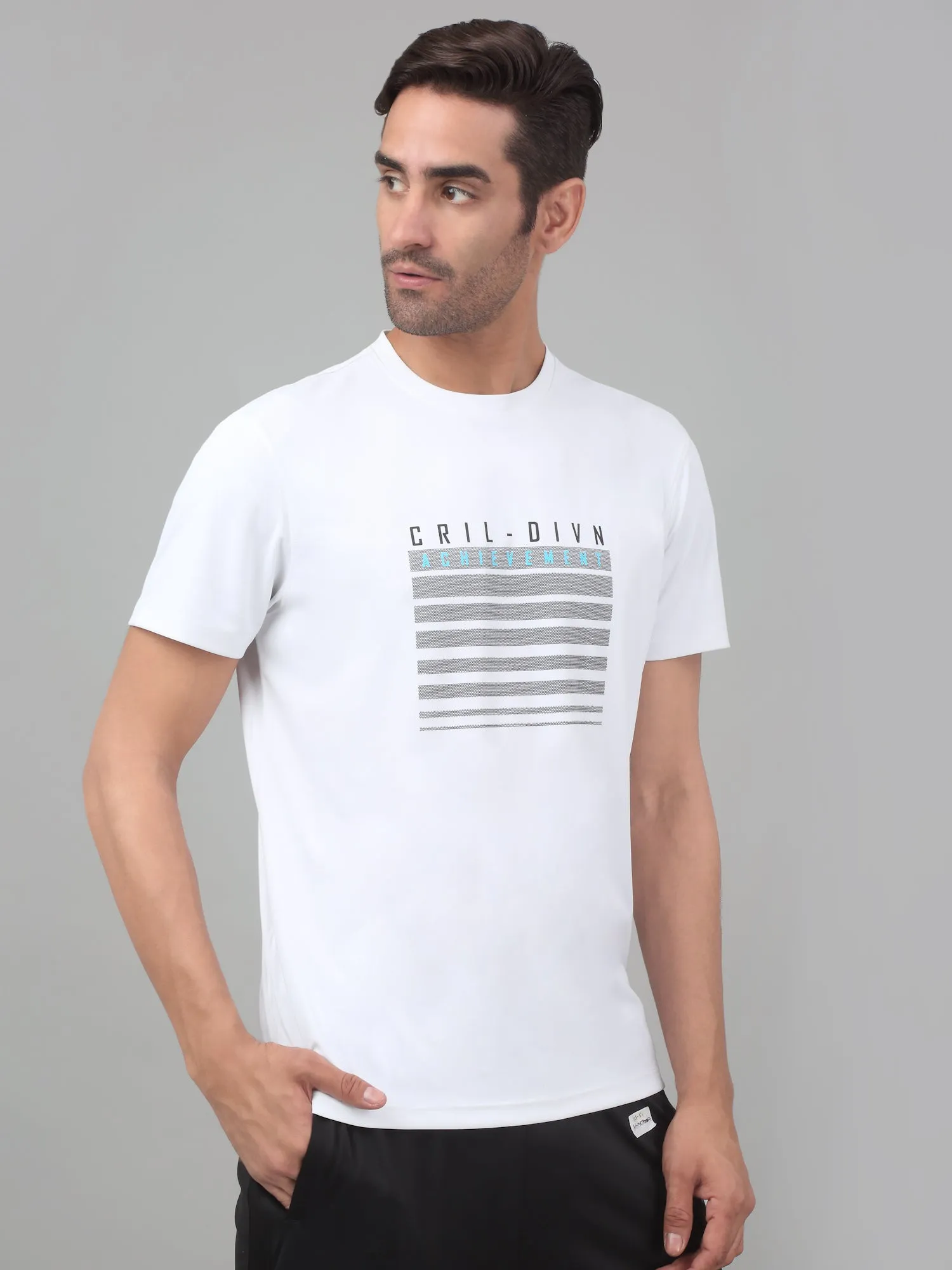 Men's White  Round neck Half Sleeve T-Shirt with Graphic Print