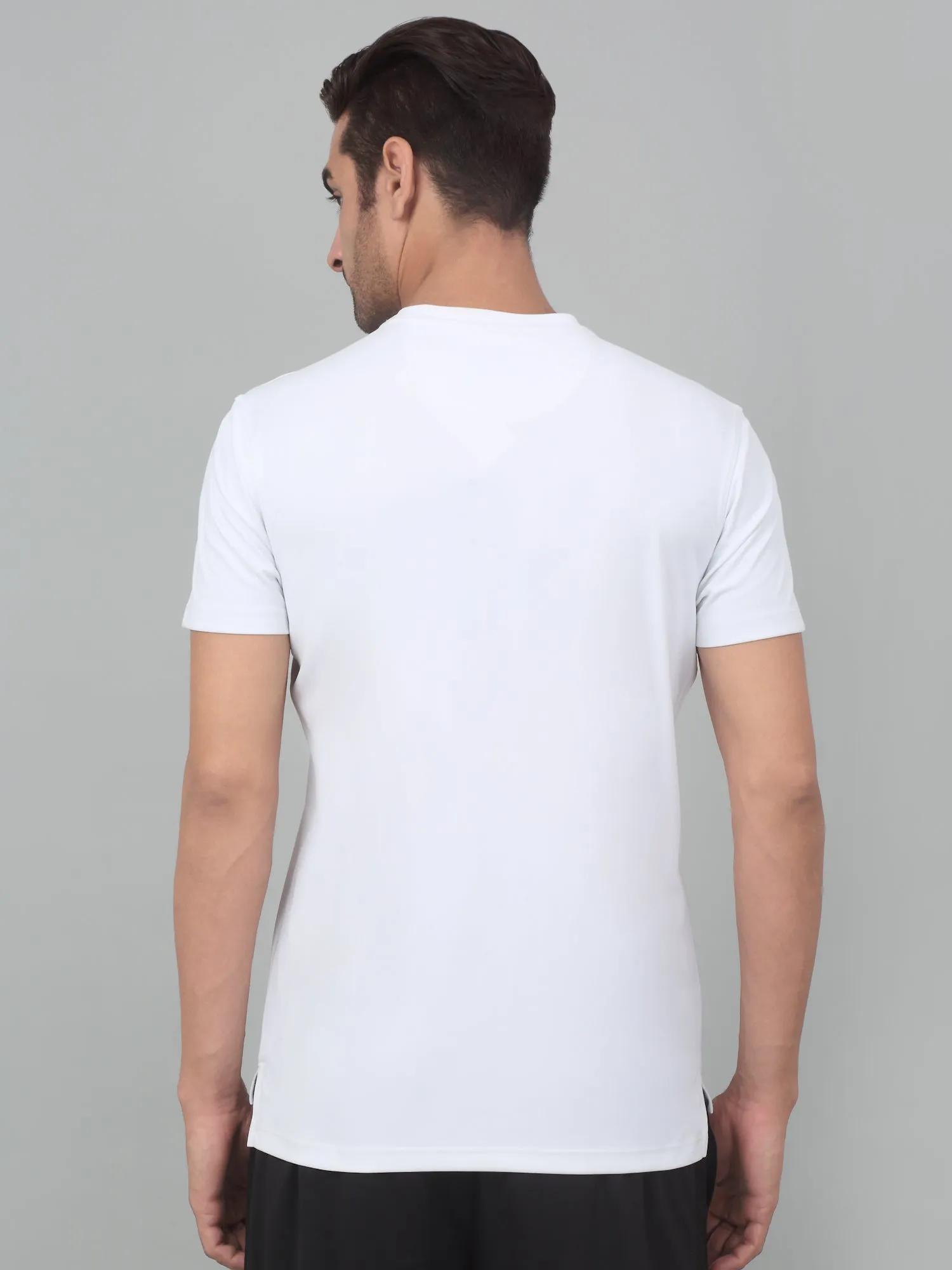 Men's White  Round neck Half Sleeve T-Shirt with Graphic Print