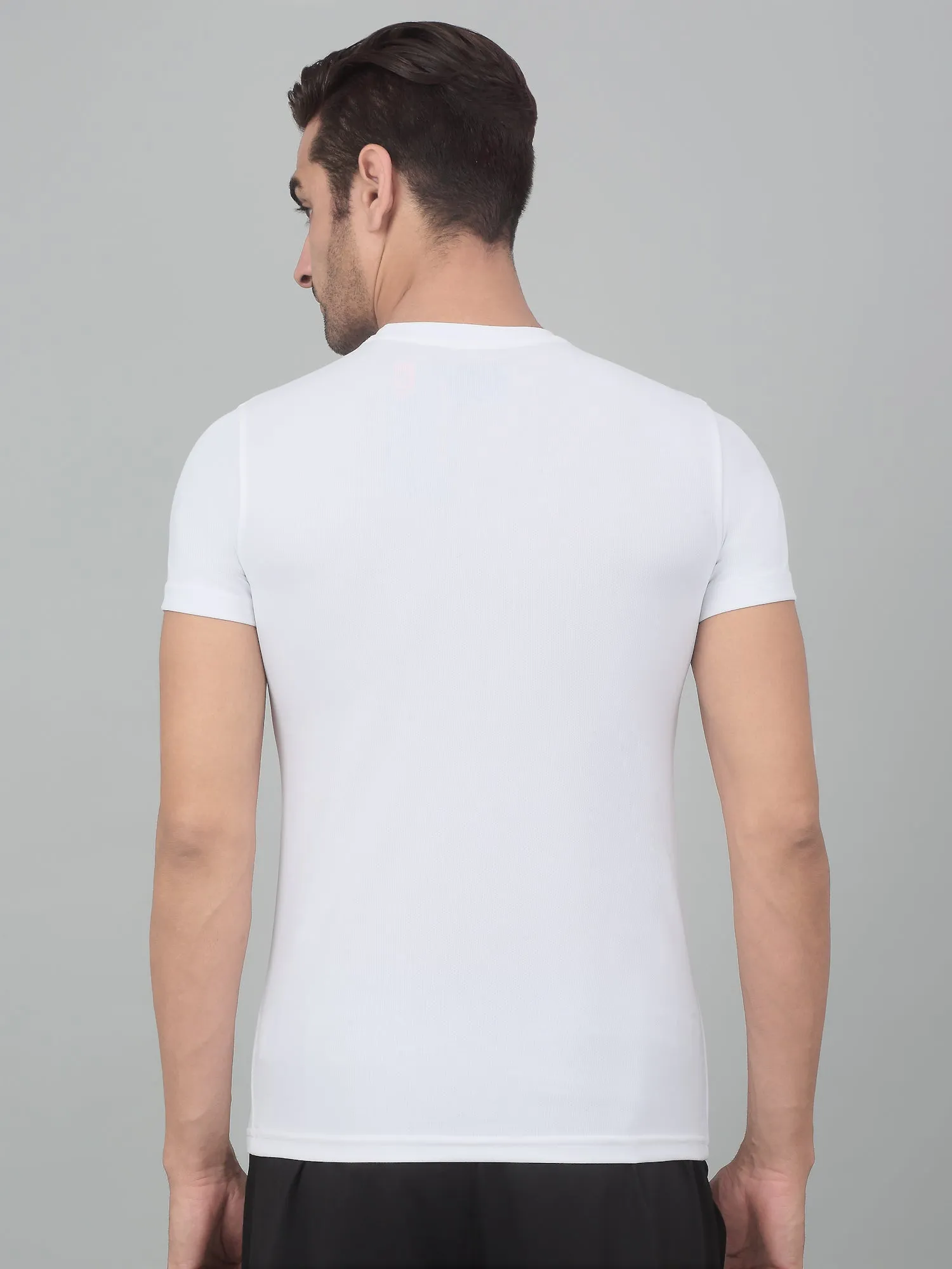 Men's White  Round neck Half Sleeve T-Shirt with reflective prints