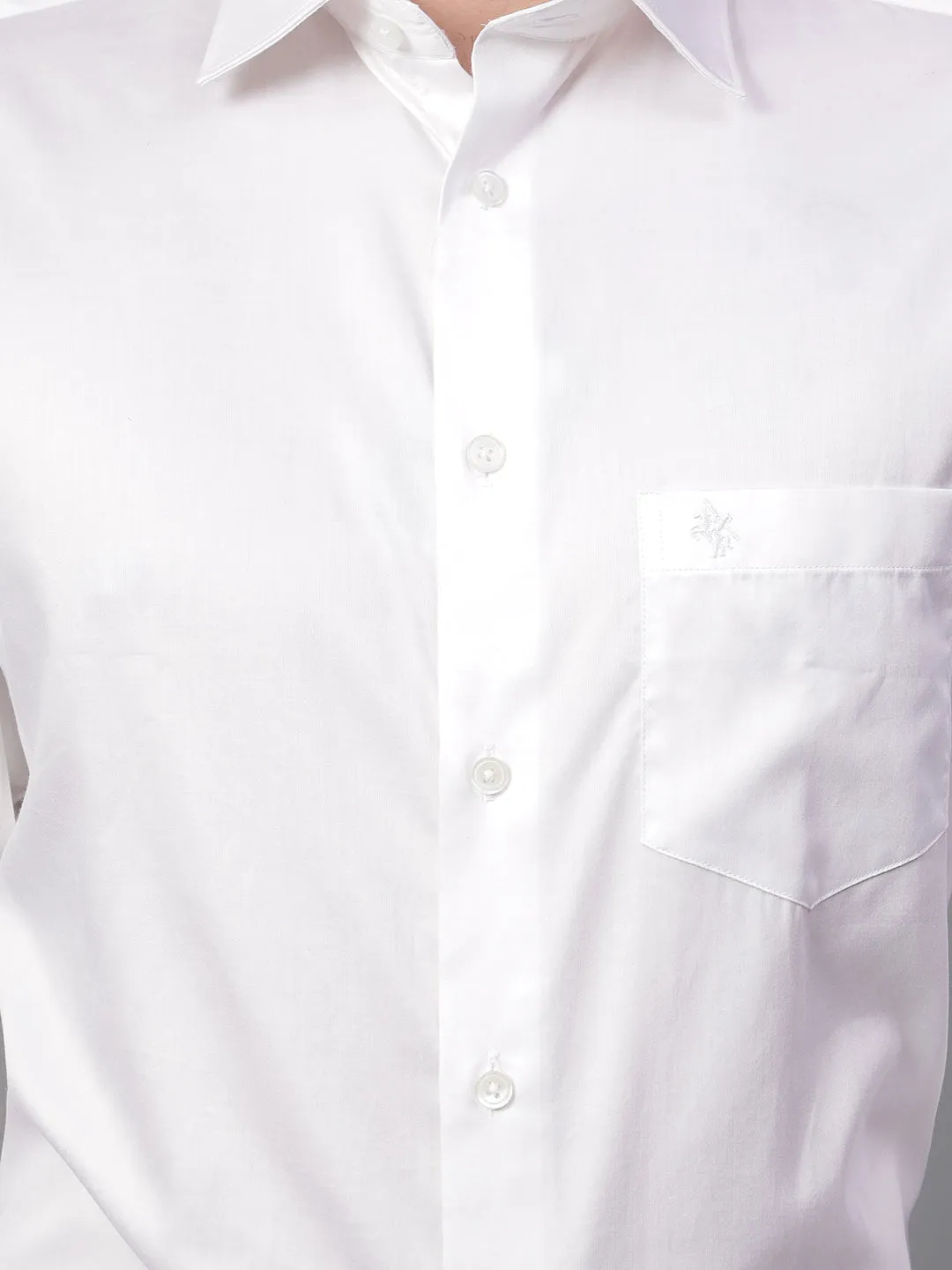 Men's White Solid Full Sleeve Partywear Shirt