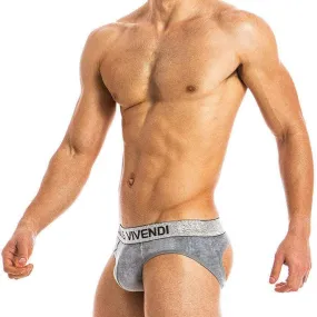 Modus Vivendi Brief X-Lux Bottomless Velvet jock BackLess Grey 19812 B47