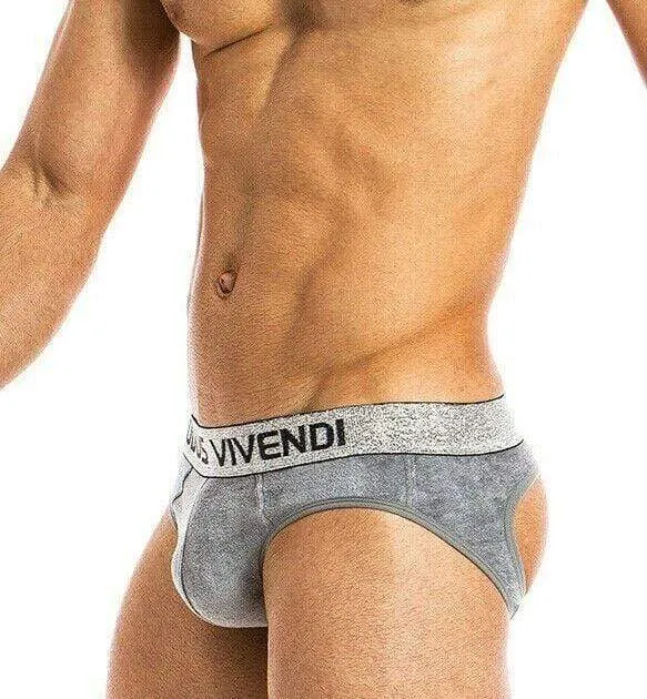 Modus Vivendi Brief X-Lux Bottomless Velvet jock BackLess Grey 19812 B47