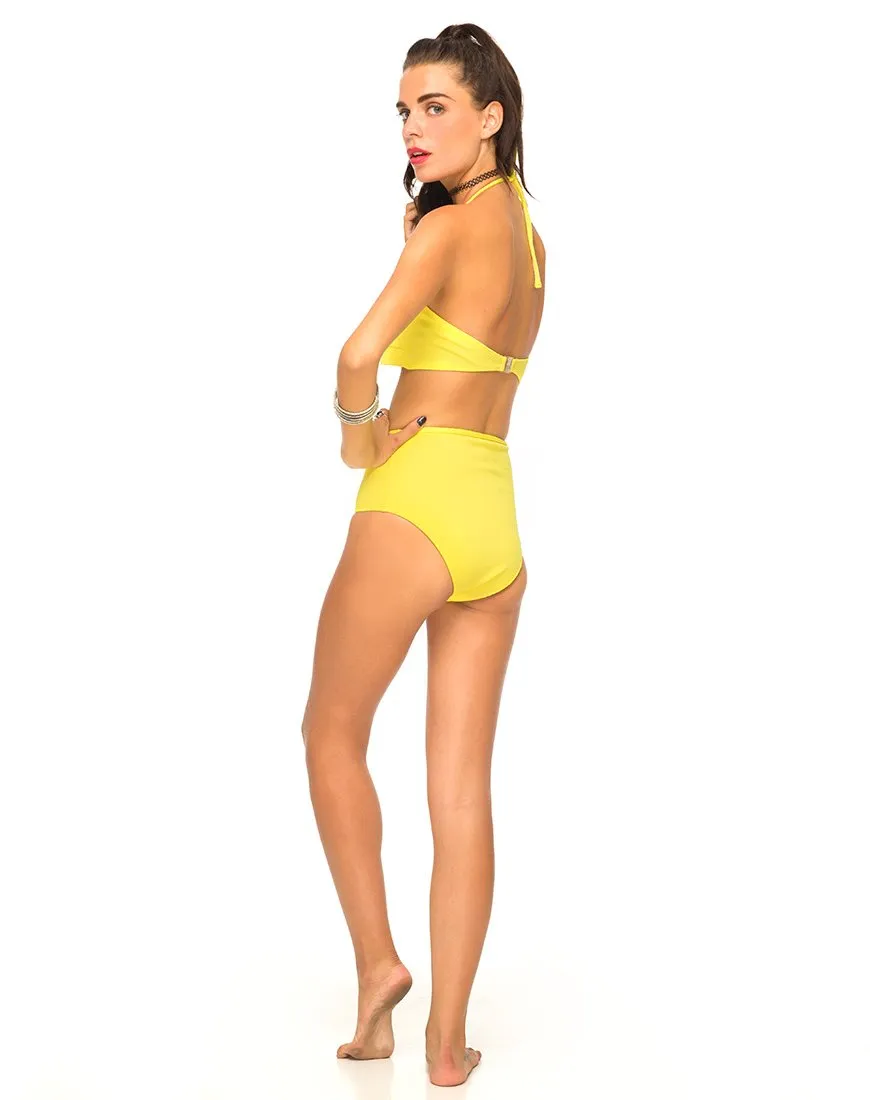 Motel Aquamarine Cut Out Bikini Top in Sun Yellow