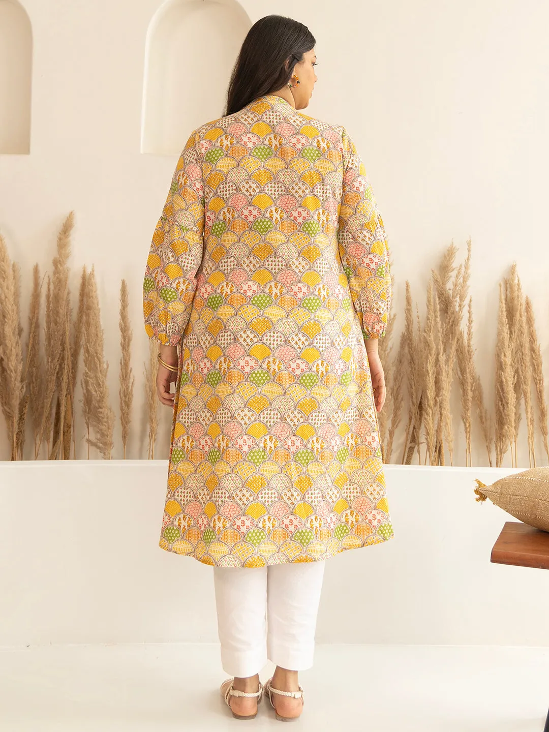 Multicolor Cotton Ethnic Motifs A Line Kurta