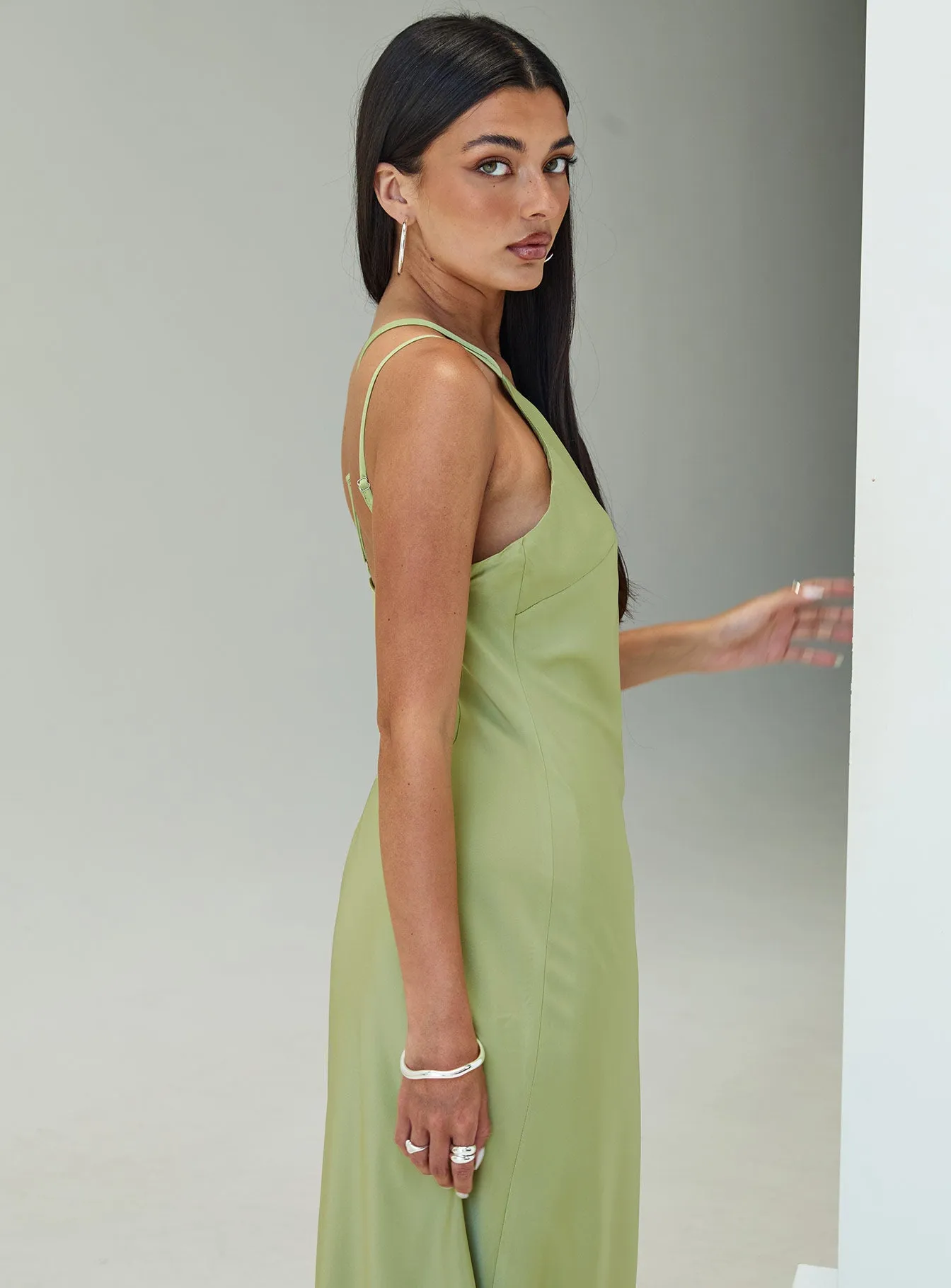 Nehemiah One Shoulder Maxi Dress Chartreuse