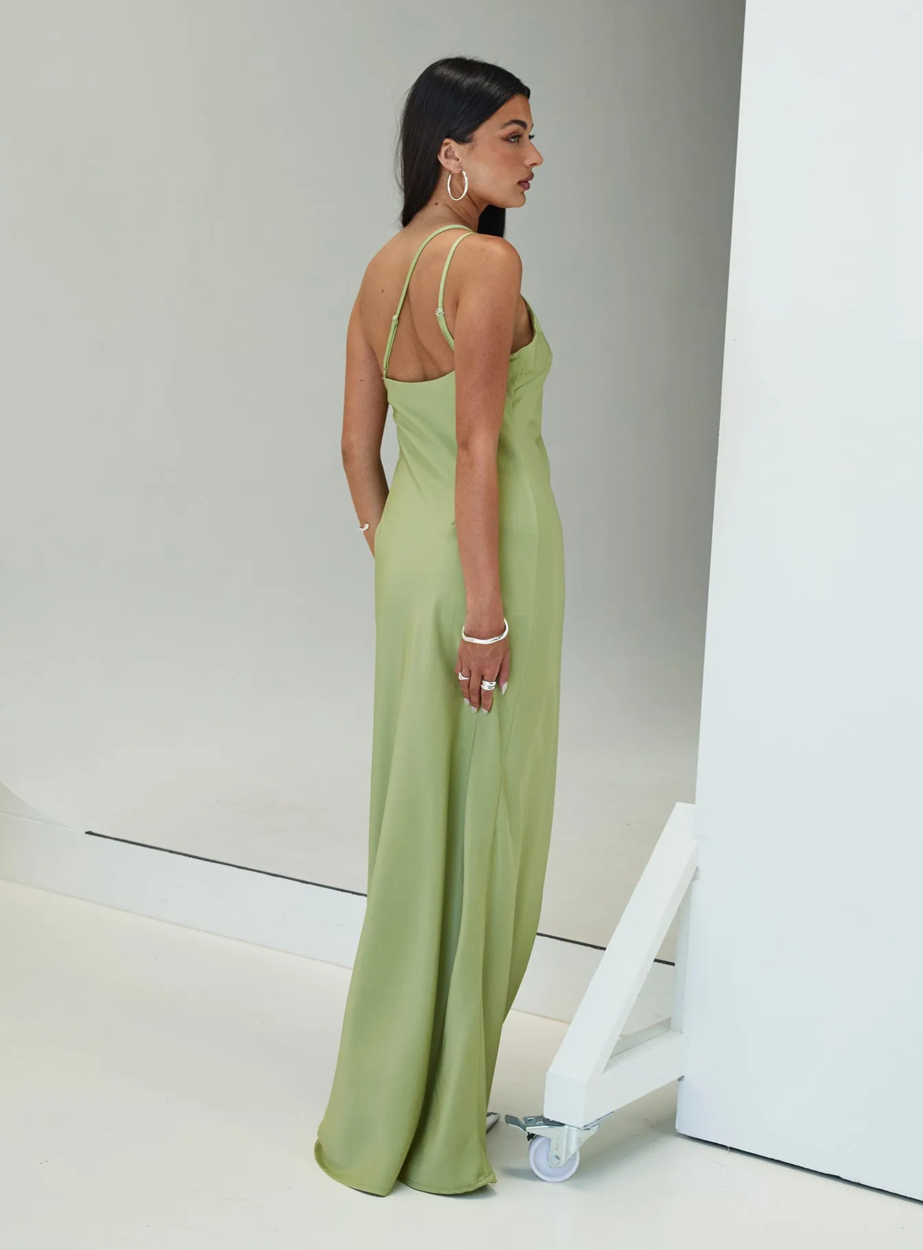 Nehemiah One Shoulder Maxi Dress Chartreuse