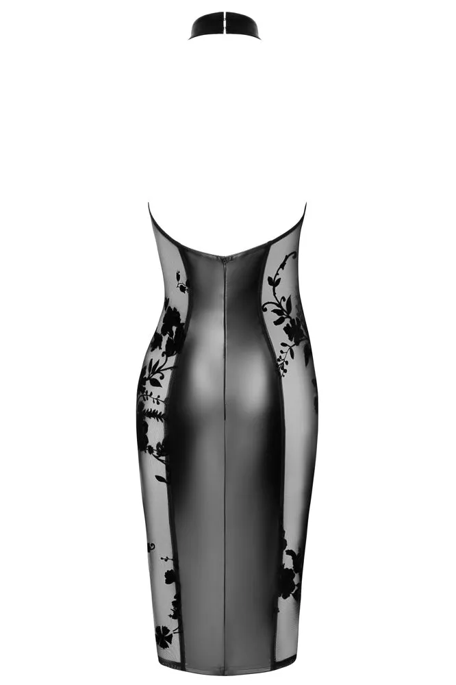 Noir Handmade Velvet Flocked Powernet Dress