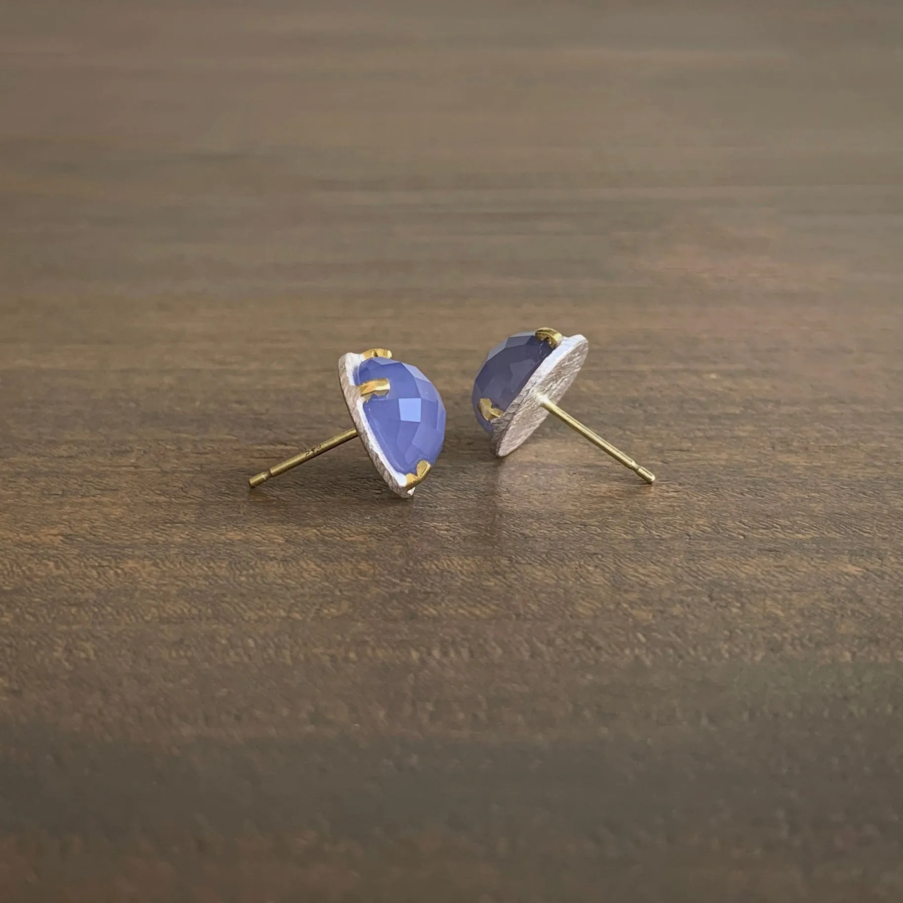 Prong Set Lilac Chalcedony Studs