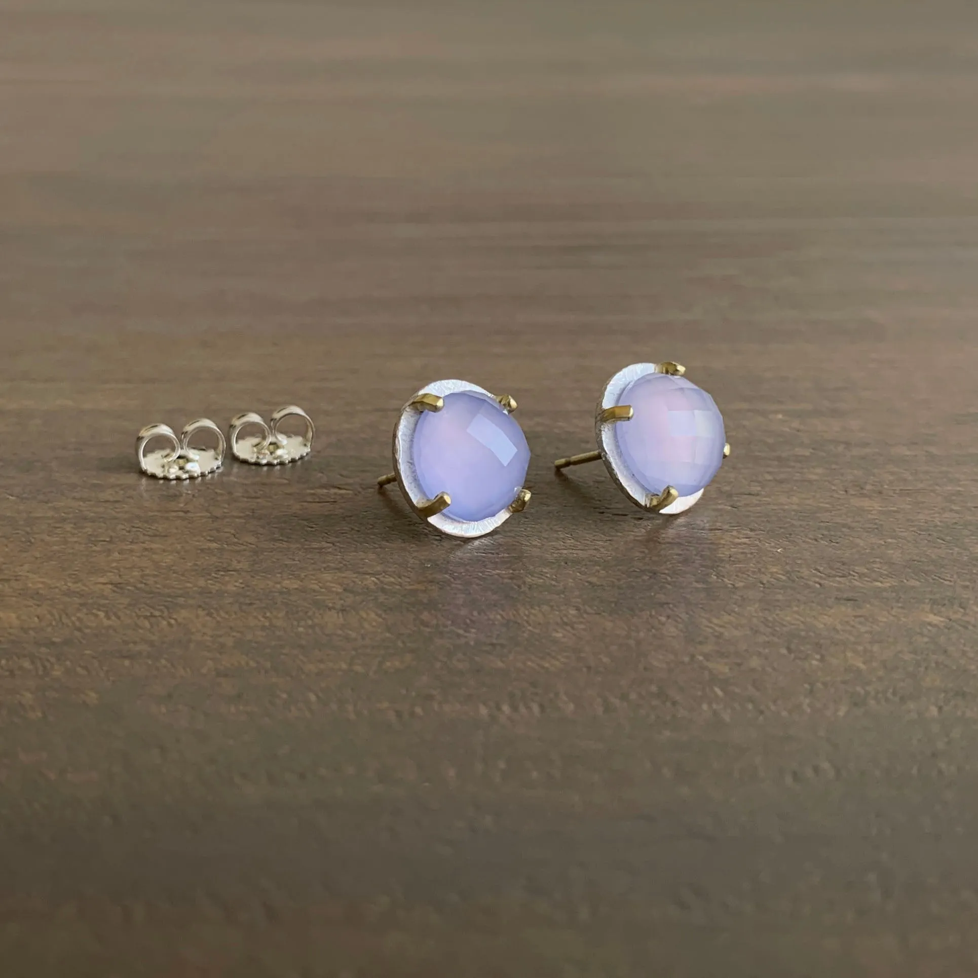 Prong Set Lilac Chalcedony Studs